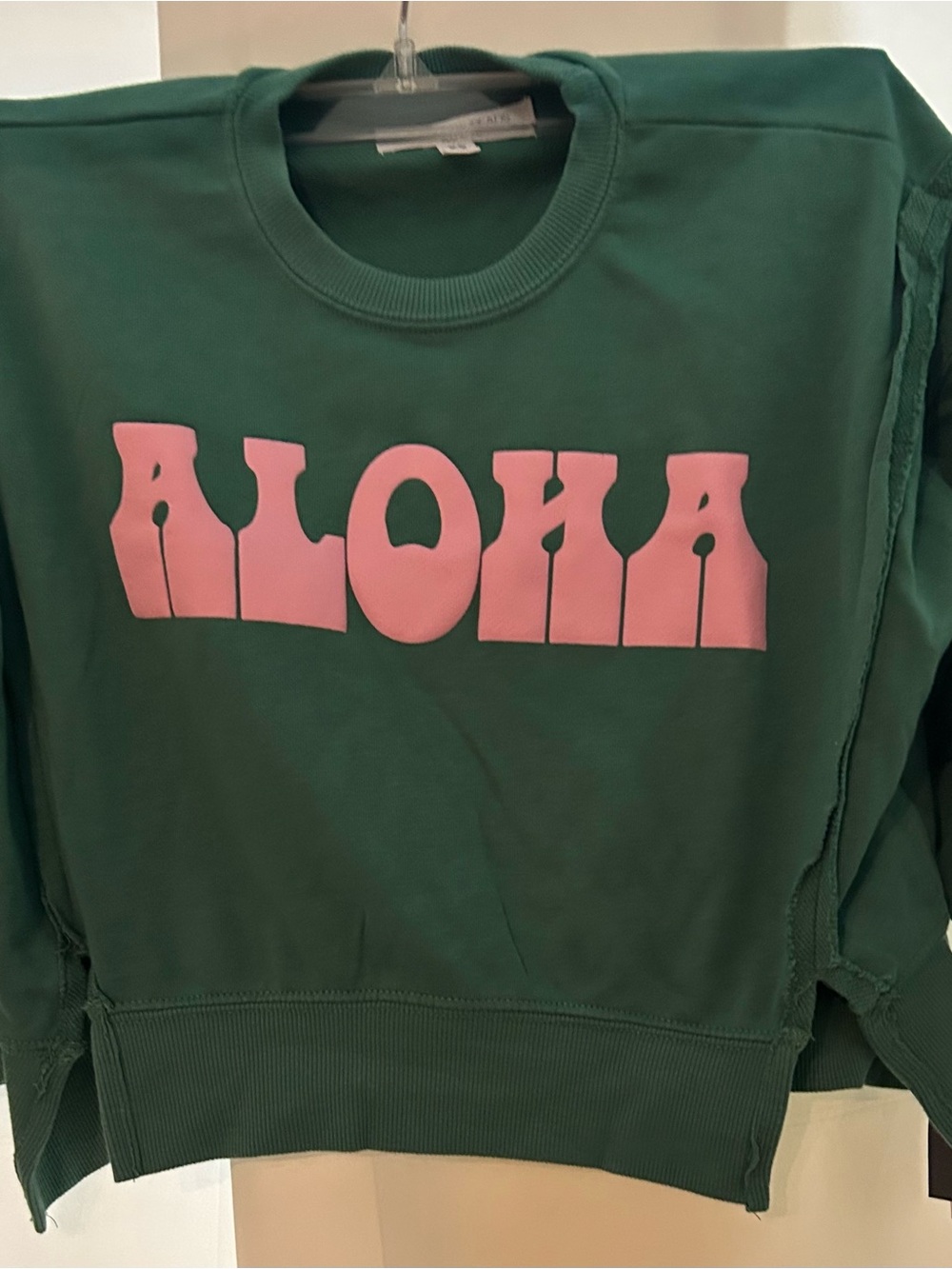 Grayson Threads Green Sweatshirt with Pink ALOHA Graphic
